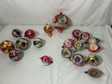 Vintage 19 Glass Christmas ornaments some Double Indents 1-6  Jumbo