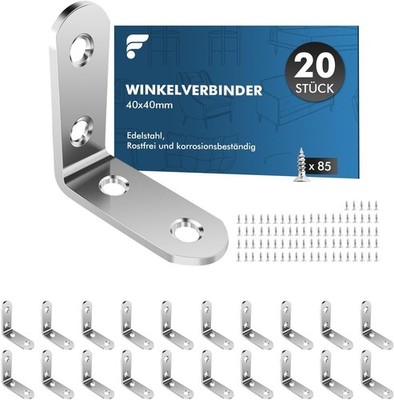 Angle Connector, 20 Pieces 40 x 40 mm, Angle Metal 90 Degree with 85 Pieces S...