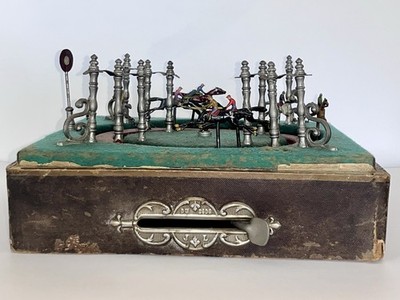 Beautiful Antique French Jeu de Course Mechanical Horse Racing Game