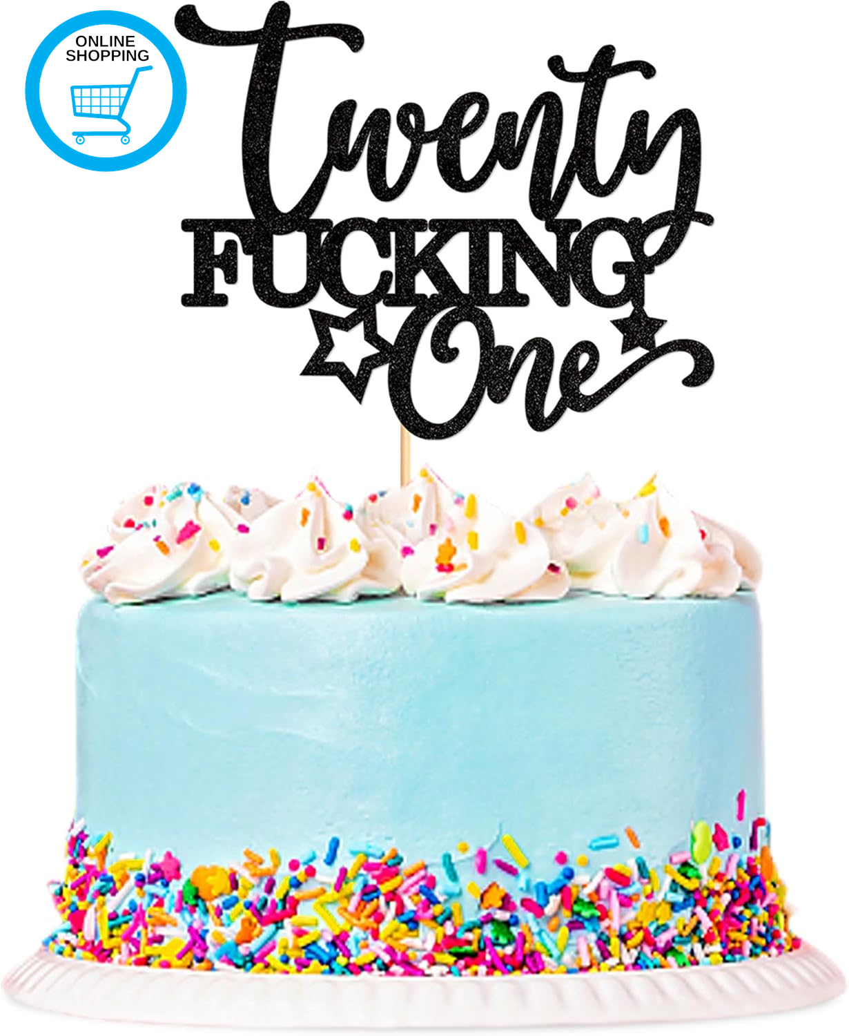 1Pc 21St Birthday Cake Topper Black Glitter 21St Birthday Cake Decorations Suppl