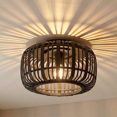Lindby Deckenlampe 'Canyana' (Landhaus, Vintage, Rustikal) aus Holz (1 flammig,