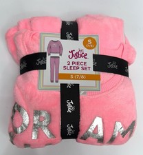 Justice Dream All Day, Long Sleeve Top Pants Fleece PJ Pajama Set SIZE 7/8 PINK