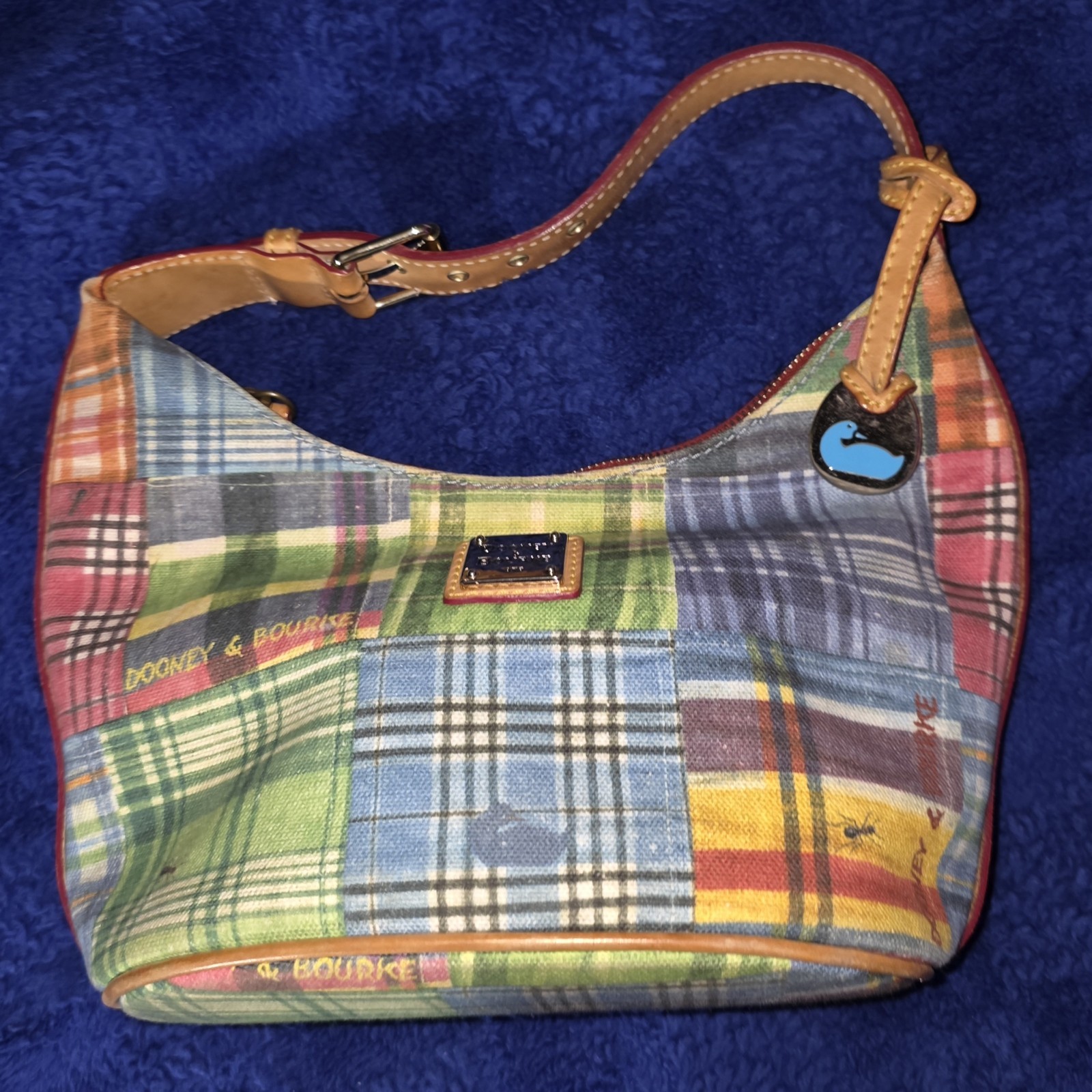 Dooney & Bourke Plaid Patchwork Multicolor Should… - image 1