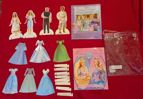 Barbie Pretty as Princess Rapunzel & SwanLake Magnetic Storybook Playset Vintage