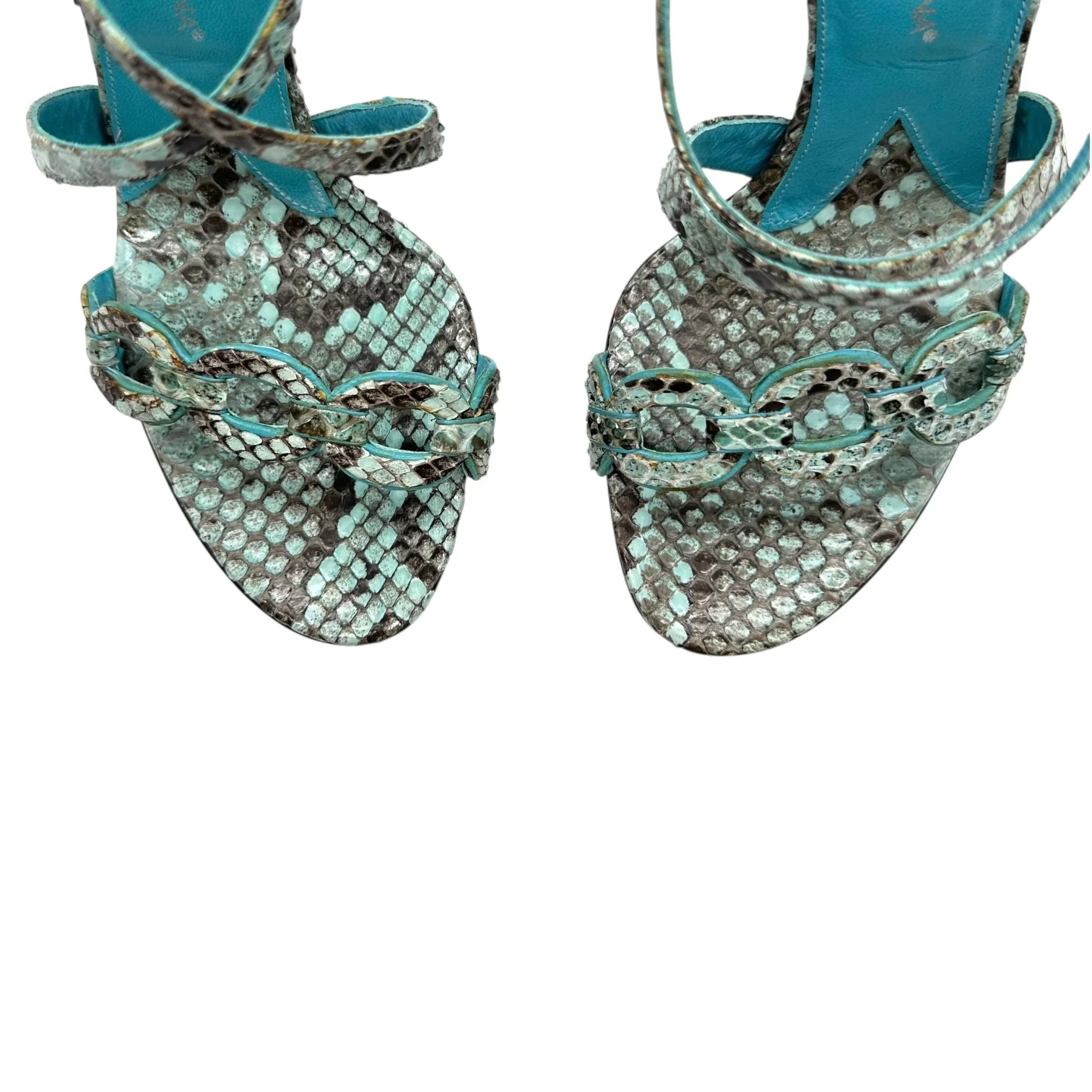 Dolce & Gabbana Blue Python Platform Sandal Heels - image 5