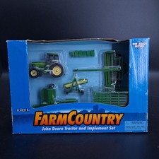 Vintage 1996 ERTL Farm Country John Deere Tractor  Implement Set Die-cast NIP