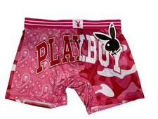 Men  s Playboy Stretch Trunk / Boxer Brief - Sz. Large, Pink Paisley  Camo