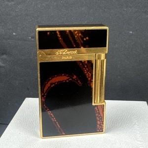 Rare Collectible S.T. DUPONT Briquet Gold with Red Dust Lighter