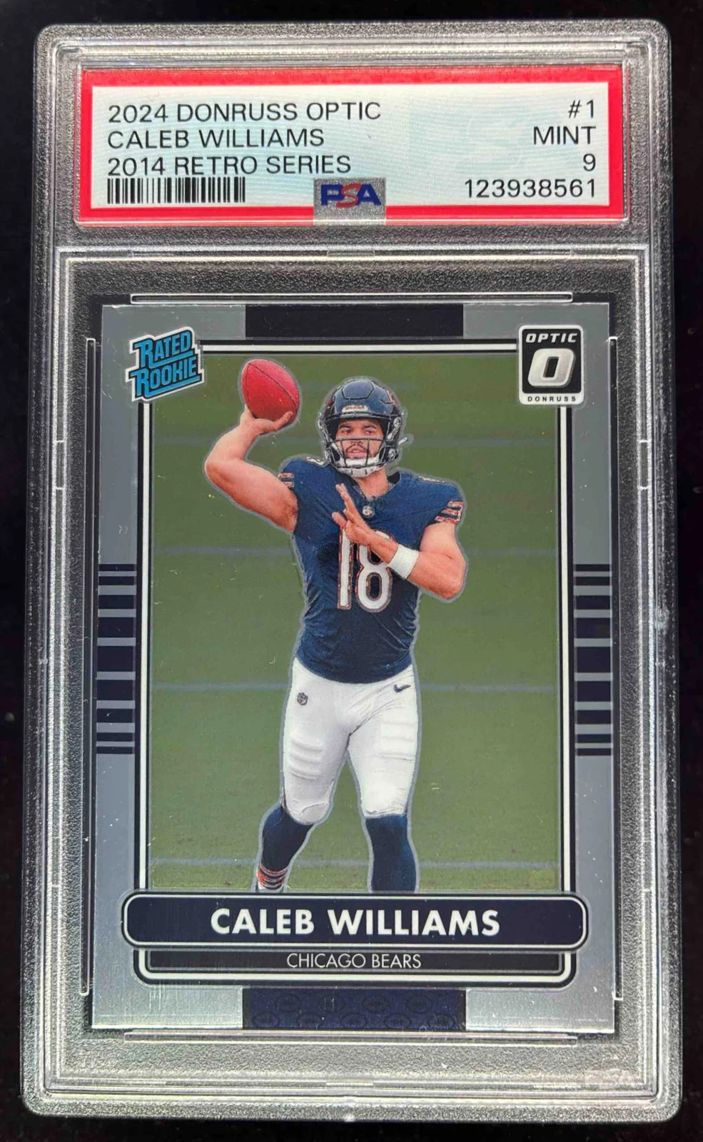 2024 Panini Donruss Optic 2014 Retro Series #1 Caleb Williams Rated Rookie PSA 9