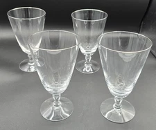 4 Fostoria Crystal Iced Tea Glasses Engagement Stem 6092 Platinum Trim VTG READ