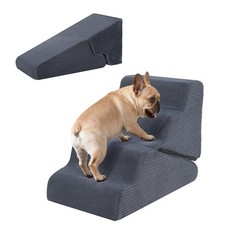 Dog Ramp for Bed, 20" H Dog Stairs for High Bed, 2 in 1 Pet Steps for Small D...