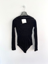 Body Zara nero argento glitter velluto taglio vita UK 6 💖 NUOVO CON ETICHETTE