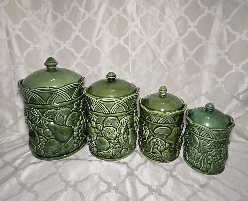 イマン オードリーグリーン キャニスターＭ Green Ceramic Kitchen Canisters & Jars for sale | eBay