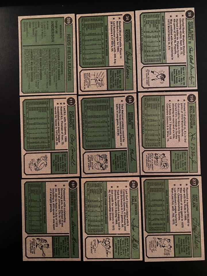 Tarjetas de béisbol 1974 Cincinnati Reds & Cleveland Indians (lote 52 diferentes): en muy buen estado+ - EX+ Foto 4 de 4