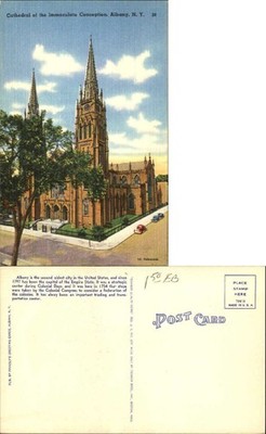 Immaculate Conception Cathedral Albany New York old postcard