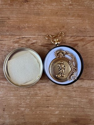 Disney Mickey Mouse Gold Quartz Pocket Watch Verichron 1990s
