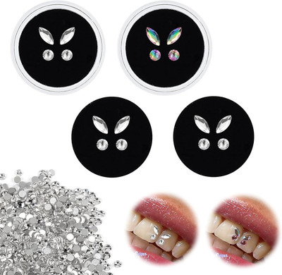 4 Paare Zahnstein Schmuck Tooth Crystal Tartar Tooth Decorations Tooth Jewellery