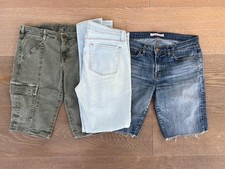 3 X PAIRS OF J BRAND WOMENS DENIM, SIZE 29, 2 X SHORTS, 1 X PALE BLUE JEANS.