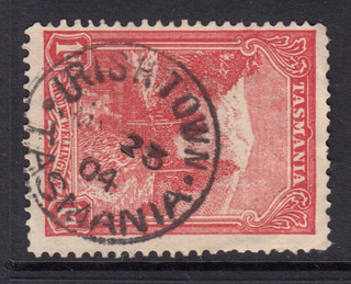 Tasmania 'Irish Town' pmk on 1d. red pictorial Rated 4 S by Hardinge