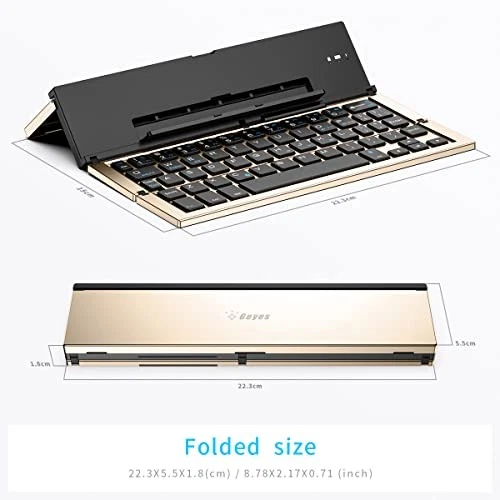 Folding Bluetooth Keyboard, Wireless Foldable Keyboard with Portable Gold - Image 4 of 4