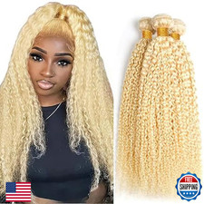 613 Blonde Bundles Human Hair 18 20 22 Inch Curly Wave Blonde 613 Human Hair Bun