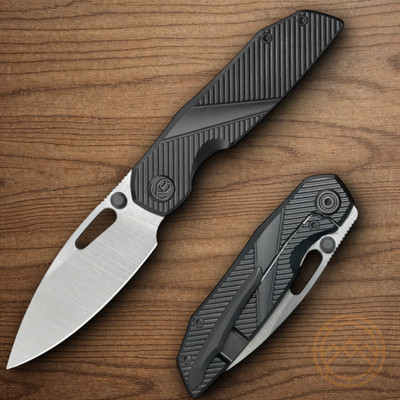 KB Knives Sear Framelock Folding Knife 3'' S90V Steel Blade Black Titanium Handle