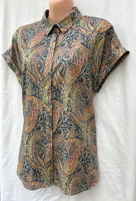 SPORTSCRAFT *Liberty* 100% Cotton Colouful Paisley Button Shirt S/Sleeves sz 12 - image 3 of 4