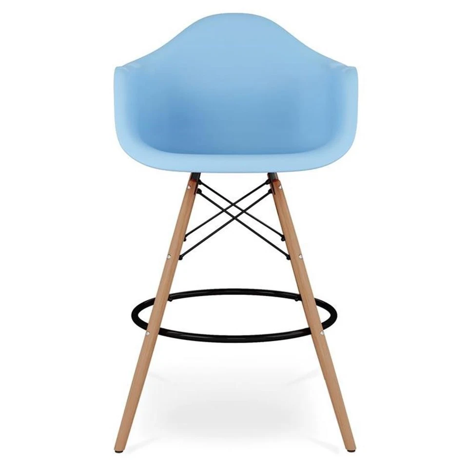 Aron Living Pyramid 28" Plastic Counter Stool with Arms in Blue - Image 2 of 4