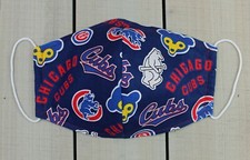 Chicago Cubs Team fabric 100% Cotton Face Mask. Hand sewn mask made in USA.