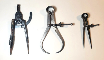 Vintage Drafting Compass Drawing Tool Lot of 3 Craftsman/Consolidated Tool Works