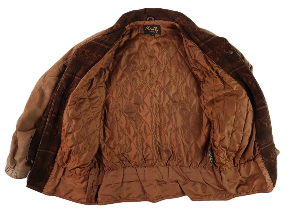 VTG SCULLY Women’s Size 10 Brown Quilt Lined Aztec Leather Jacket - Image 3 of 4