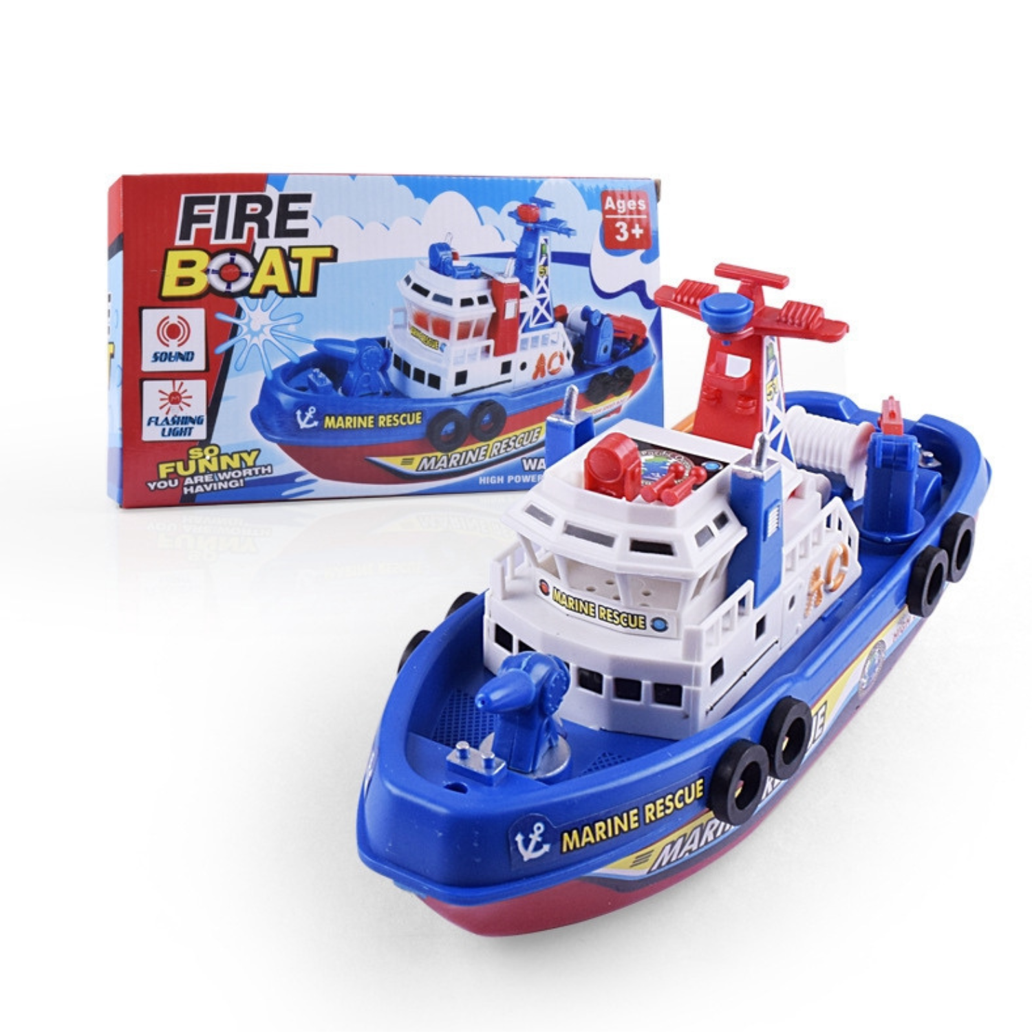 Kids Toy Water Gun Boat Bathing Toys With Light Ship Fire Engine Boat Free Ship