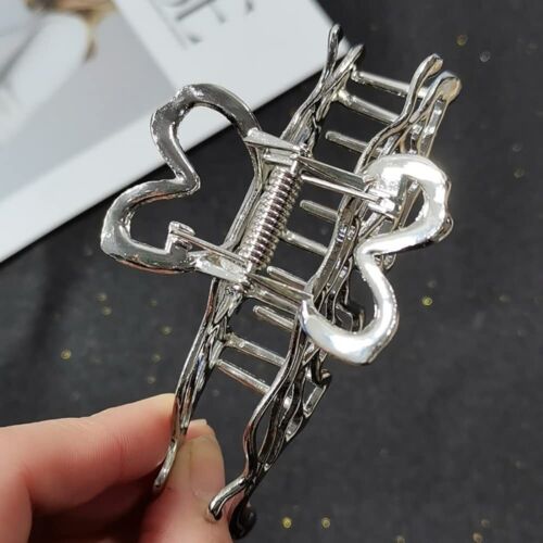 2 Pcs Large Metal Hair Claw Clips - Personality Nonslip Silver Hair ClampsPer... - Picture 3 of 7