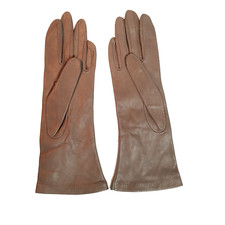 GRANDOE Ladies Brown Leather Dress Gloves Nylon Lining Size 7