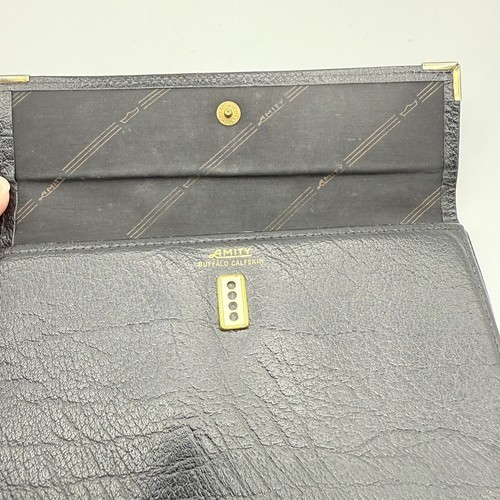 Vintage Amity Buffalo Calfskin Luxury Wallet Billfold Black - Picture 5 of 9