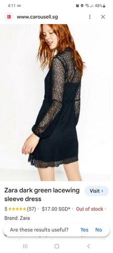 ZARA Basic Kleid Häkelspitze groß Langarm Halsband smaragdgrün - Bild 3 von 11