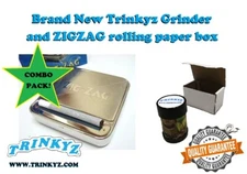 Brand New Trinkyz not "WAKIT" Tobacco Grinder w/ZIG-ZAG Rolling paper machine