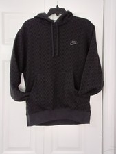 Nike Kid's Dark Gray Logo Print Fleece Hoodie Size S