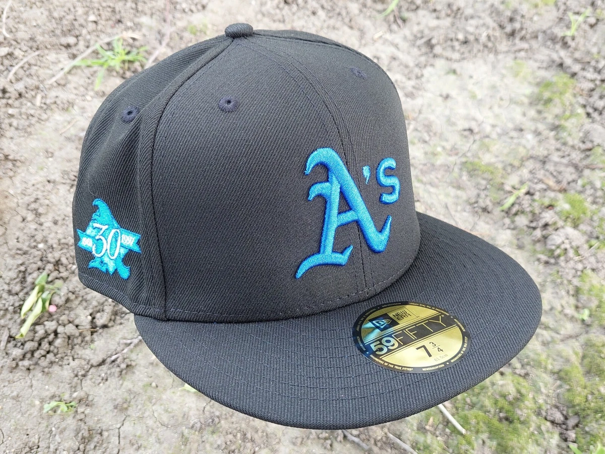 Oakland Athletics New Era Custom 59FIFTY Black UV Logos Patch Fitted Hat, 7 5/8 / Black