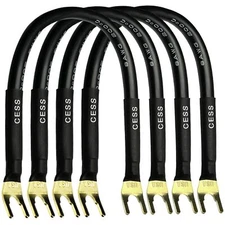 CESS-028L HiFi Premium Speaker Cable Jumpers 8 Inches - Fork Spade Plug to Sp...