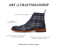 New Taft Hamilton Boots Size 6 Blue Plaid with Dust Bag and Extra Laces