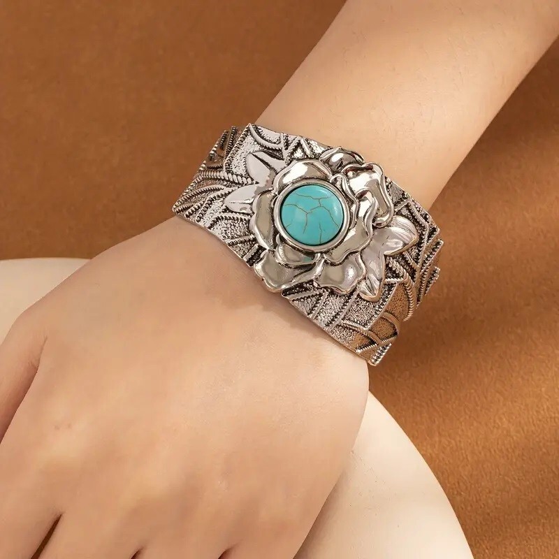 アクセサリー Tibet vintage- bangle Boho 925 Sterling Silver Vintage Turquoise Tibetan Tibet
