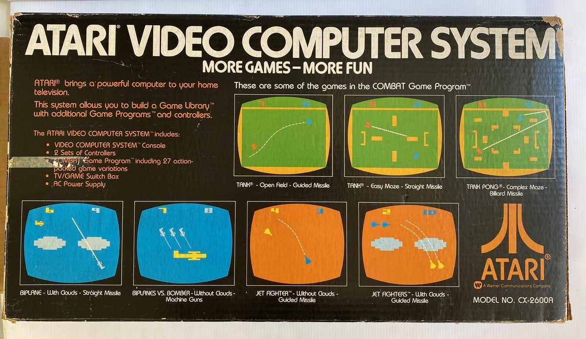VINTAGE Atari CX2600A Video Game Console, Controllers, 6 Games
