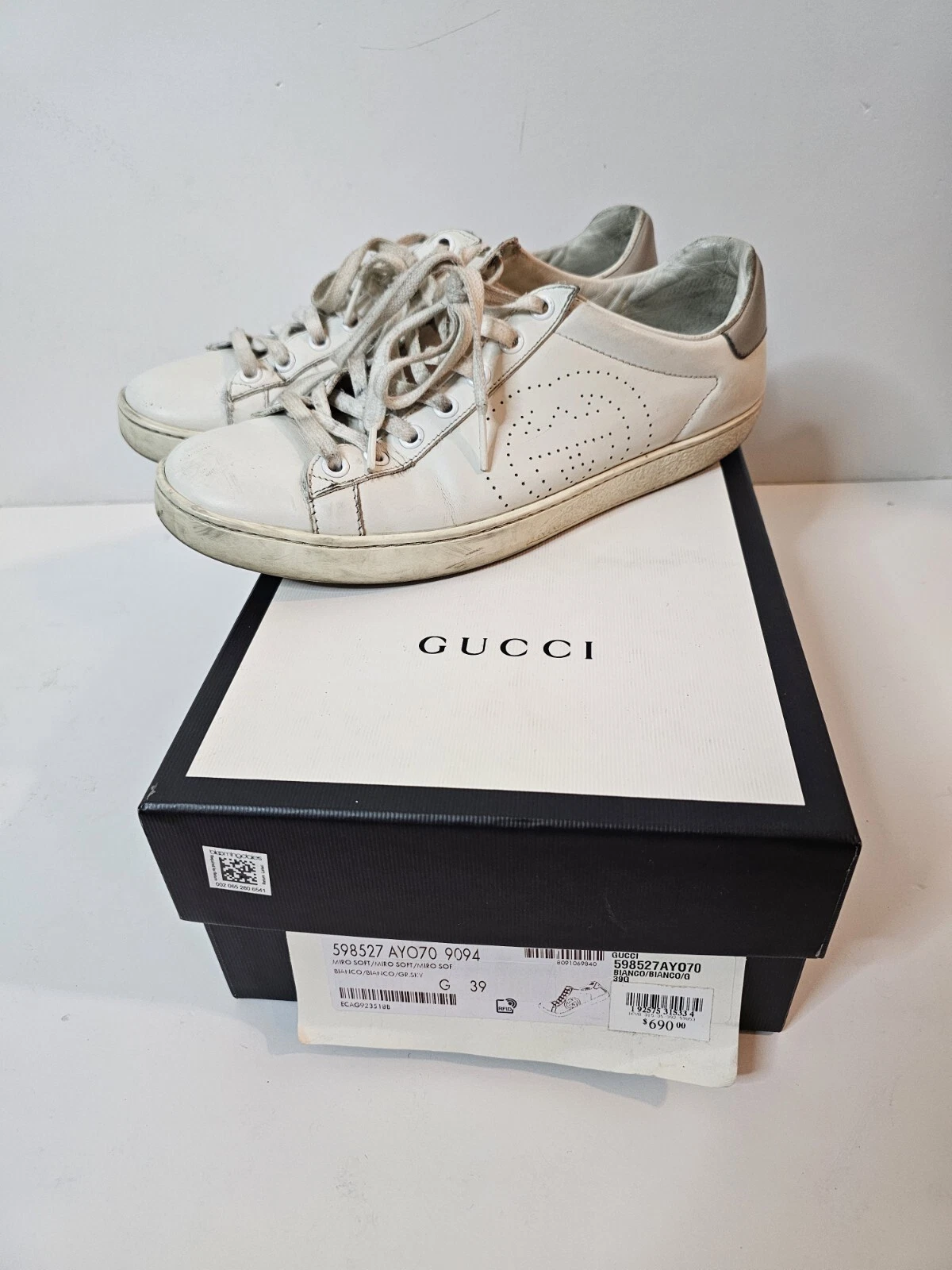 Baskets basses Gucci Ace Interlocking G cuir blanc femme taille US 9 UK 39