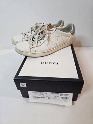 Gucci Ace Interlocking G Low Sneakers White Leather Womens Size US 9 UK 39