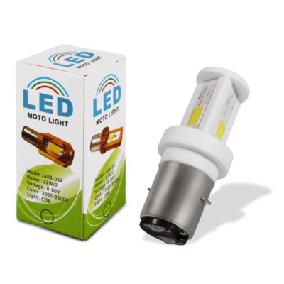 Ampoule LED H4 6500K Pour Moto Scooter - Feu Croisement/Plein Phare 12V - Blanche Haute Lumière