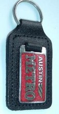 AUSTIN METRO ENAMEL AND LEATHER KEYRING