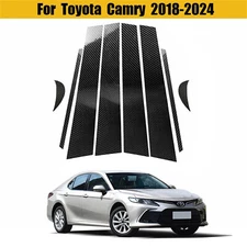 Carbon Fiber Door Window Pillar Post Trim For 2018-2024 Toyota Camry Accessories