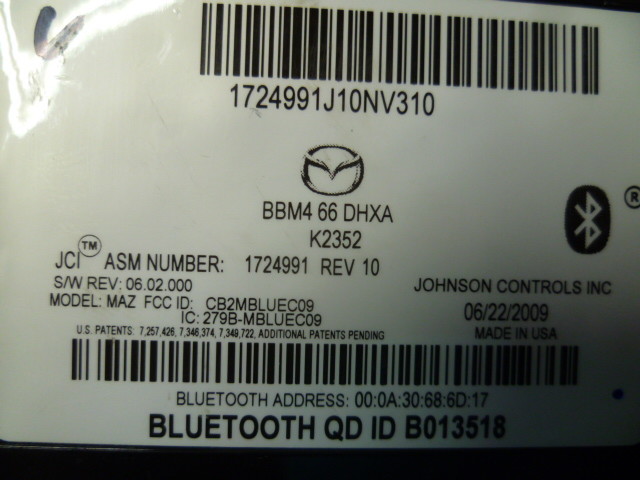 2010 2013 Mazda 6 Bluetooth Adapter Module Unit BBM466DHXA | eBay