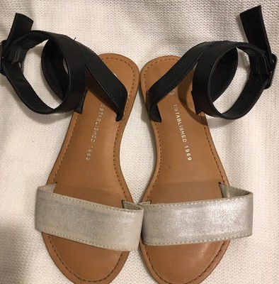 silver ankle strap flat sandals